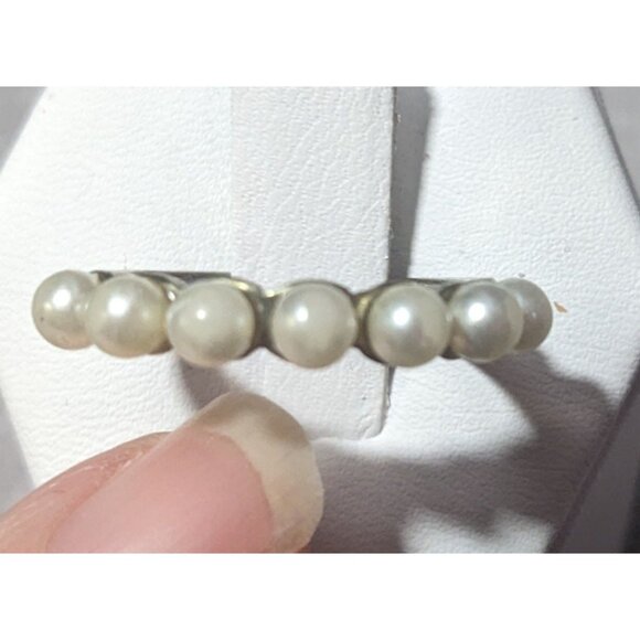 Vintage Coquette Glam Single Row Faux Pearl Ring Size 6 - Picture 2 of 14